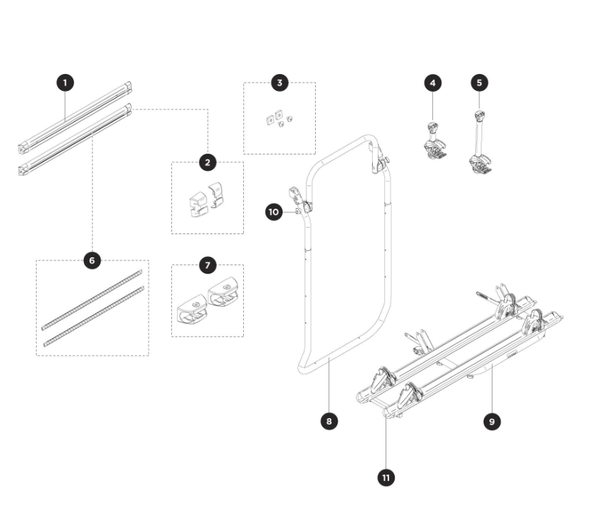 THULE Elite Van XT Fiat Ducato Fahrradträger Ersatzteile (Aluminiumfarbe) B-STOCK