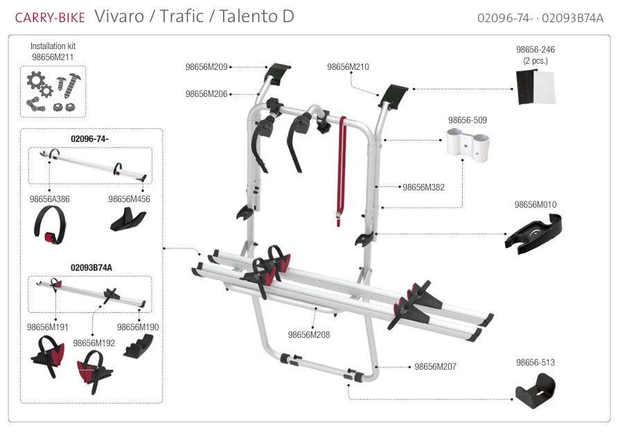 Recanvis portabicicletes FIAMMA Vivaro / Trafic / Talento D doble porta (02096-74- / 02093B74A) B-STOCK