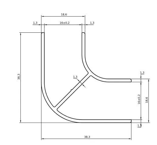 Perfil moble angle curt 2m