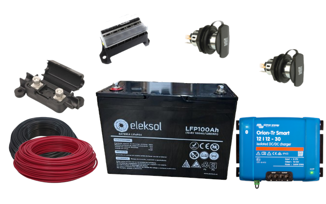 Installation kit 100Ah ELEKSOL LiFePO4 with Victron booster