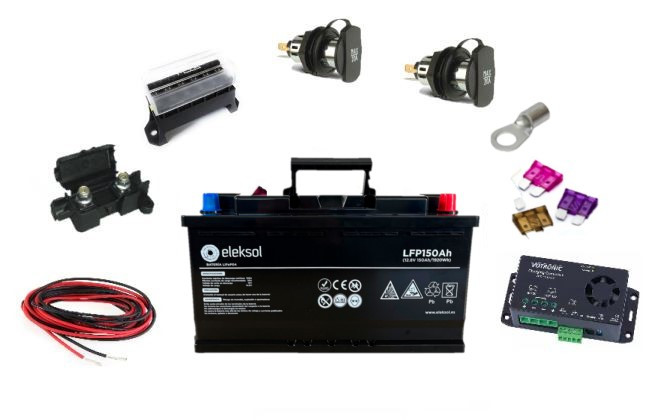 ELEKSOL 150Ah LITHIUM BMS/Bluetooth installation kit with 30Ah Votronic Booster for MB W639 and W447