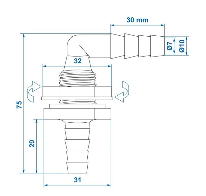 Winkelverschraubung zur Wasserentnahme 10/12 mm