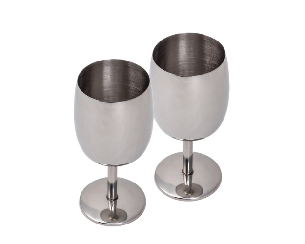 Lot de 2 verres à vin en acier inoxydable de 250 ml