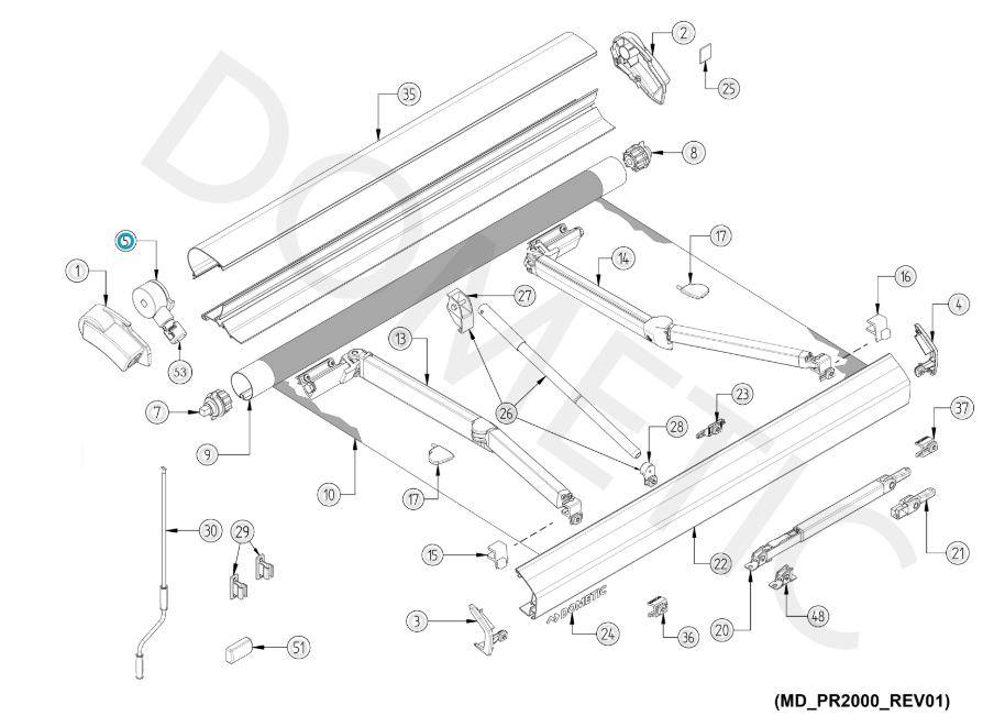 Drehmechanismus für die Markise DOMETIC PR2000