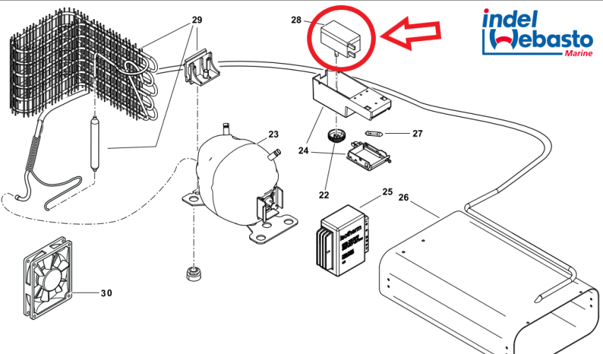 Pièce détachée WEBASTO Thermostat réfrigérateur pour Cruise 49L-65L-85L-130L