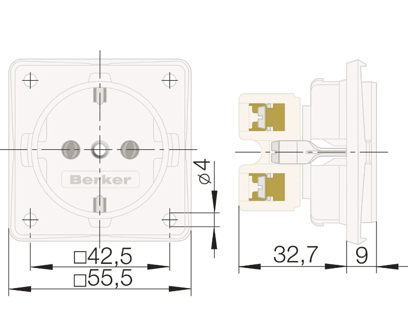 230v BERKER recessed socket