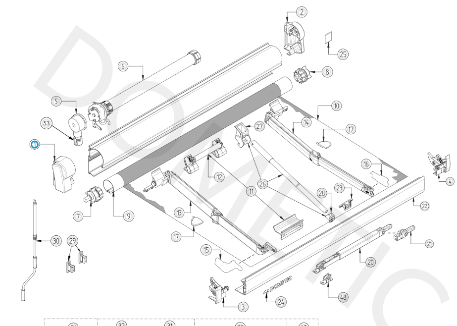 Left cover for DOMETIC PW1500 anthracite awning