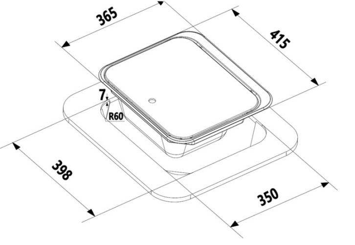 CARBEST sink with glass lid 415 x 365 mm