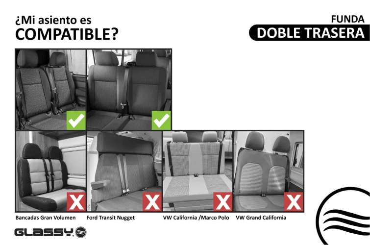 Housse de double siège arrière GLASSY Fiji, ceinture de sécurité centrale