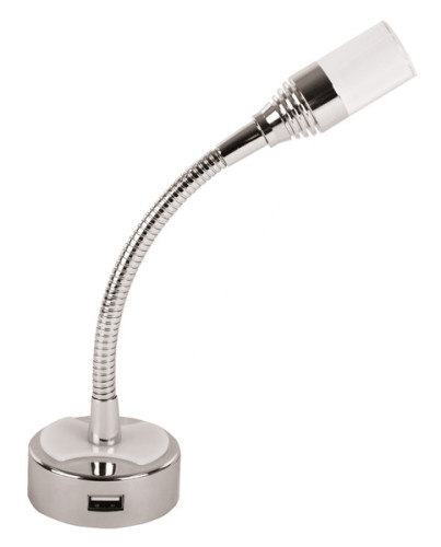 LED-Leseleuchte 12V/1W flexibler Arm mit USB + Schalter