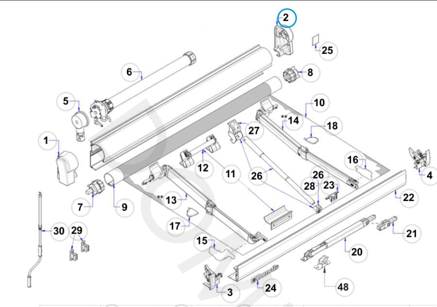 Tapa derecha para toldo DOMETIC PW1500 antracita