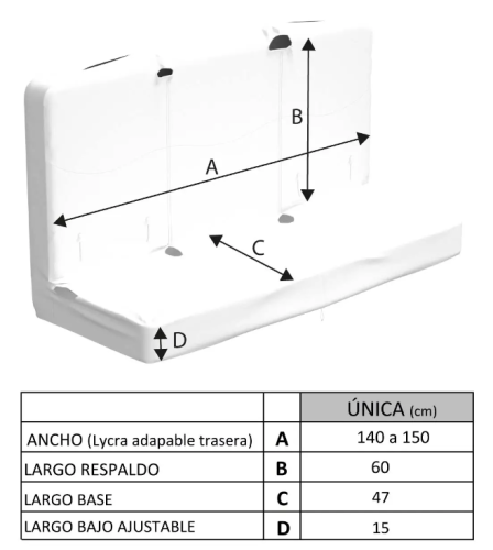 Funda bancada triple trasera, Étnica, GLASSY