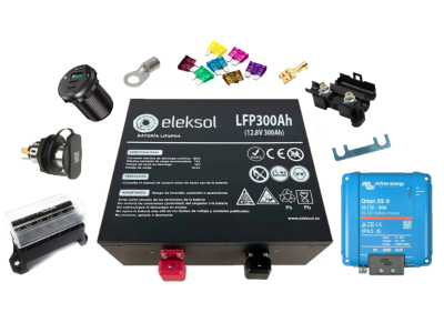 Kit d'installation ELEKSOL 300Ah Lithium BMS/Bluetooth avec booster VICTRON 50Ah pour Ducato/Jumper/Boxer