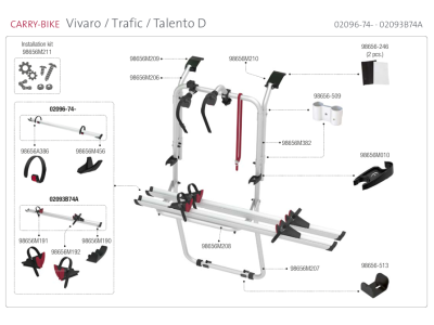 Pièces détachées pour porte-vélos FIAMMA Vivaro / Trafic / Talento D double porte arrière (02096-74- / 02093B74A) B-STOCK