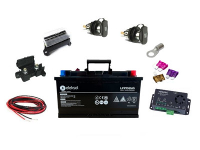 Kit d'installation ELEKSOL 150Ah LITHIUM BMS/Bluetooth avec Booster Votronic 30Ah pour MB W639 et W447