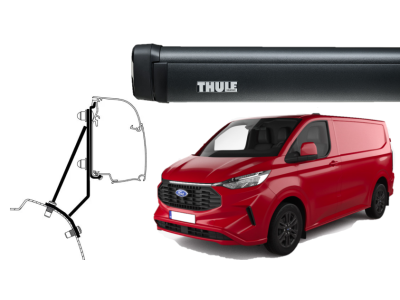 Store THULE 4200 Noir Anthracite 2,60m pour Ford transit/tourneo custom V710 post 2024 châssis court avec ou sans toit relevable