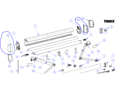 Side covers for THULE 4200 anthracite blinds