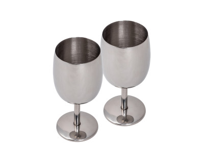 Set of 2 250ml Stainless Steel Wine Glasses