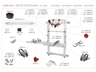 FIAMMA 200 DJ Fahrradträger Ersatzteile Fiat Ducato > 06/2006 (02093B89- / 02093B89A / 02093D89- / 02093D89A) B-STOCK