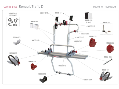 Pièces détachées porte-vélos FIAMMA Renault Trafic D double porte arrière (02093-74- / 02093A74-) B-STOCK